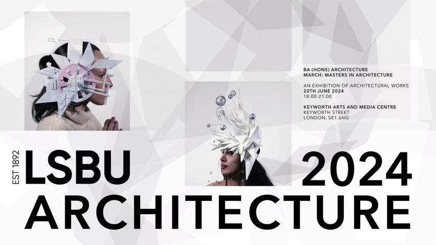 Graphic for London South Bank University's An Exhibition of Architectural Works