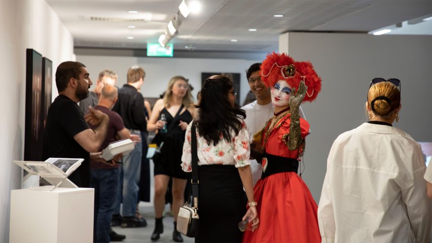 Photo of people in hallway at the Arts University Bournemouth