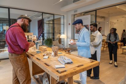Carl Hansen wood workshop inside New York City showroom