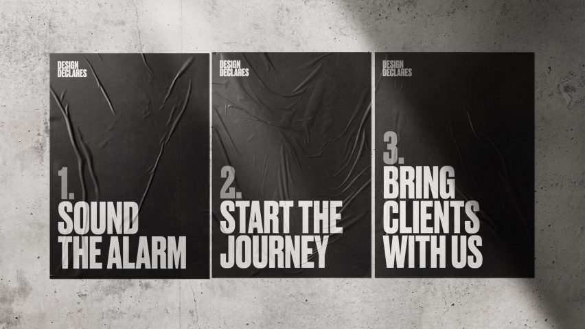 Photo of posters for Design & Climate: Rethinking Our Role by Design Declares