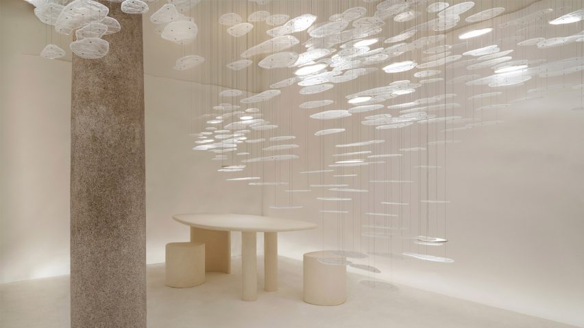 Photo of table and installation in a showroom