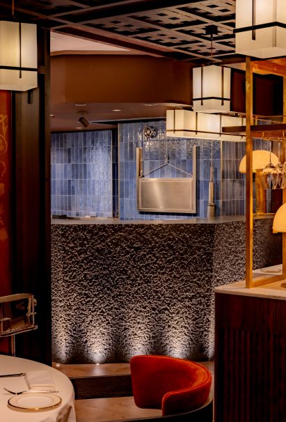 Open kitchen with Japanese kiln by Rosendale Design