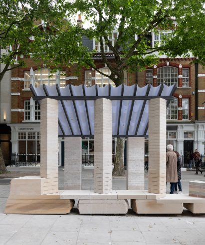 Brick from a Stone installation at Clerkenwell Design Week by Artefact for Hutton Stone and Albion Stone