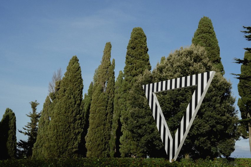 Haltes Colorées installation by Daniel Buren at Castello di Casole, a Belmond hotel in Tuscany