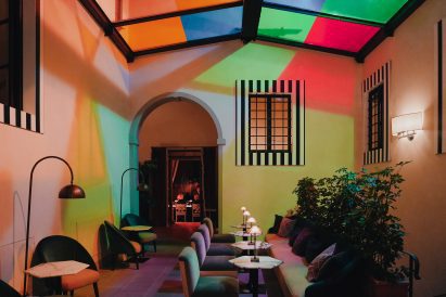 Haltes Colorées installation by Daniel Buren at Villa San Michele, a Belmond hotel in Florence