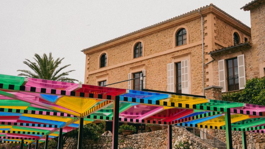 Haltes Colorées installation by Daniel Buren at La Residencia, a Belmond hotel in Mallorca