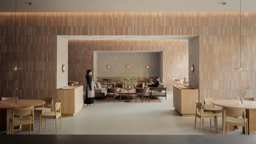 Interior of Blue Bottle Coffee shop in Nagoya