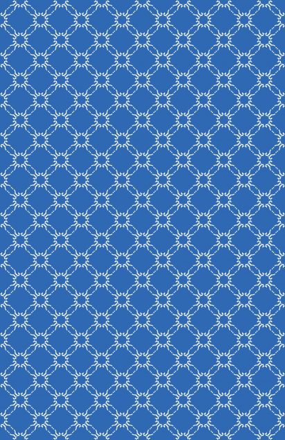 Complex pattern of white lines on blue background