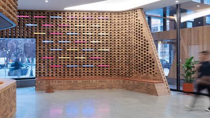 Brick-wrapped lobby by Merge Architects wins Gold in Brick in Architecture Awards