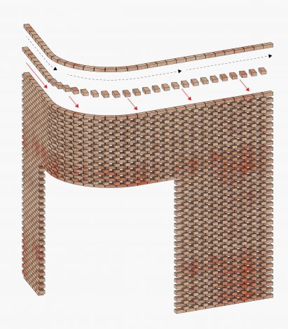 Diagram showing the construction of a part of the wall