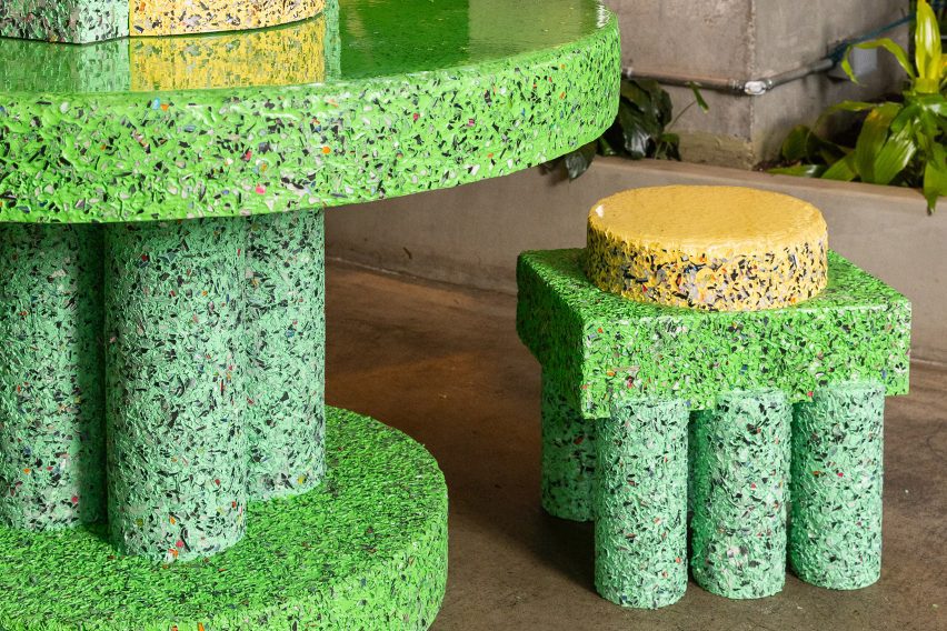Casetify installations made out of recycled plastic phone cases