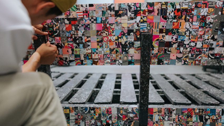 Casetify installations made out of recycled plastic phone cases