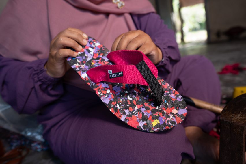 Casetify installations made out of recycled plastic phone cases