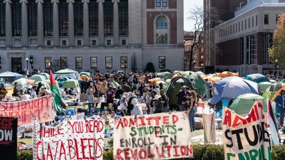 Protestors at Columbia University in April 2024