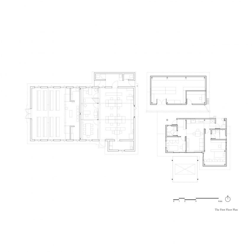 First floor plan of Double Roof House by Studio Tngtetshiu