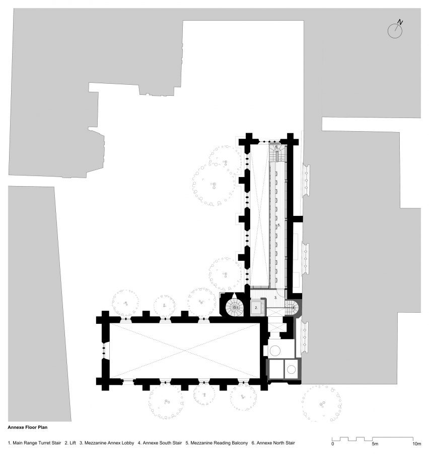 Annexe floor plan of Exeter College Library by Nex and Donald Insall Associates