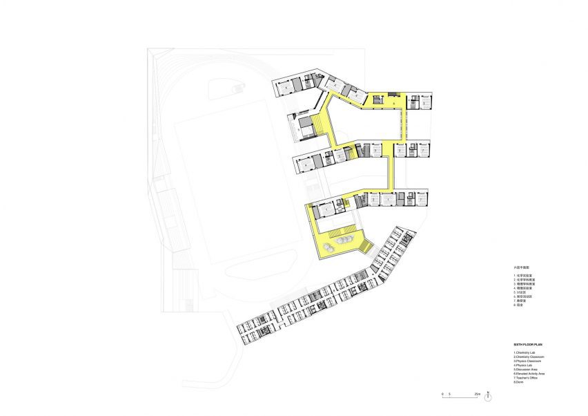 Sixth floor plan of Futian High School Campus by Remix Studio