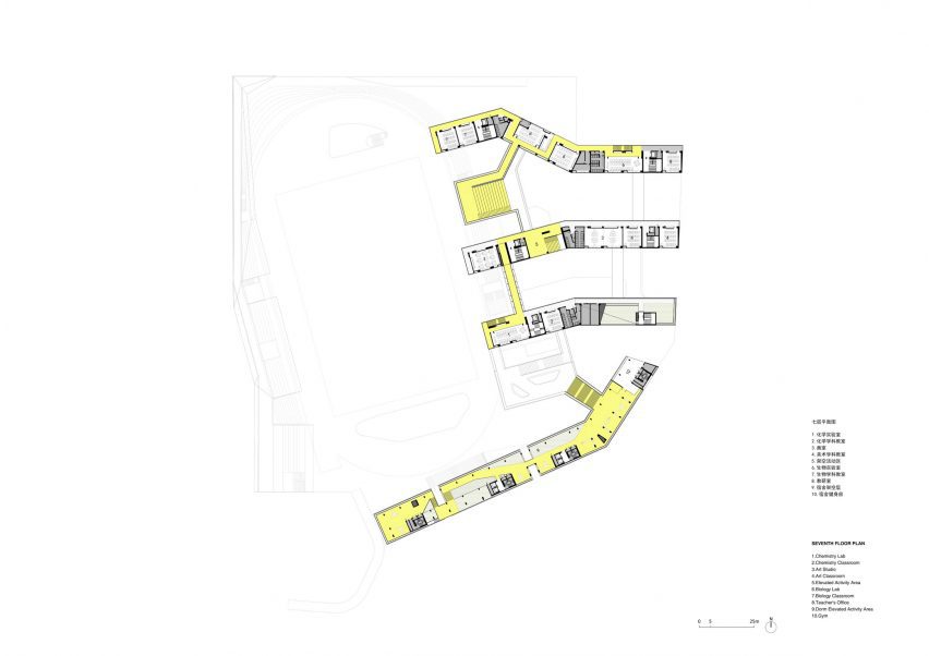 Seventh floor plan of Futian High School Campus by Remix Studio