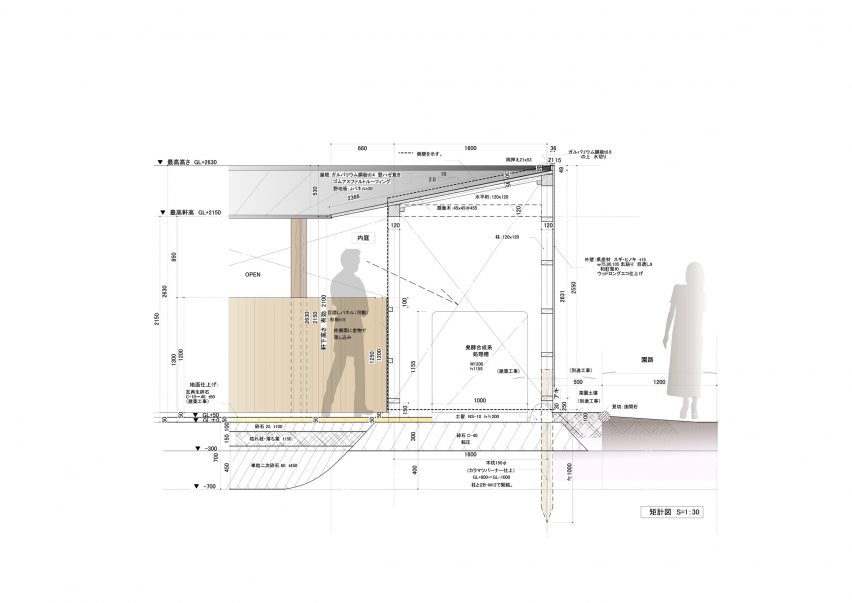 Section drawing of Toiletowa by Tono Mirai Architects
