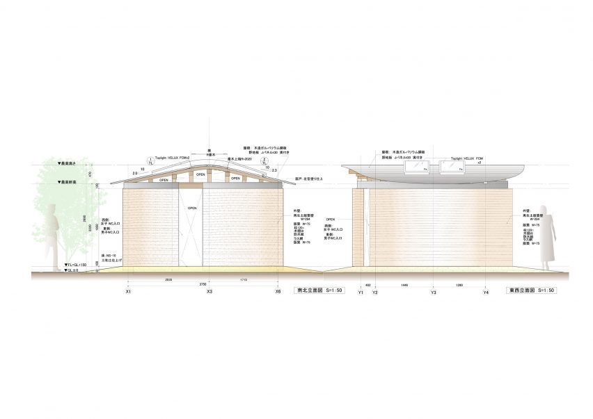 Elevation drawing of Toiletowa by Tono Mirai Architects