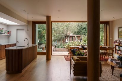 Open-plan kitchen, living and dining room