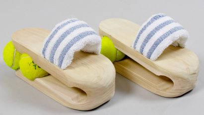 Tennis ball sliders by Odysseus Papamalis from Aldgate Gold collaboration