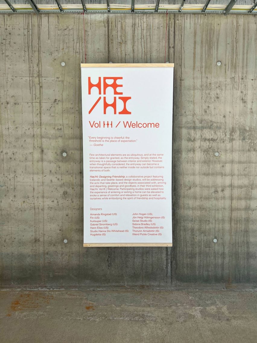 Sign at Hæ/Hi Vol III: Welcome exhibition