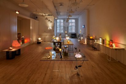 Lamps in New York loft setting