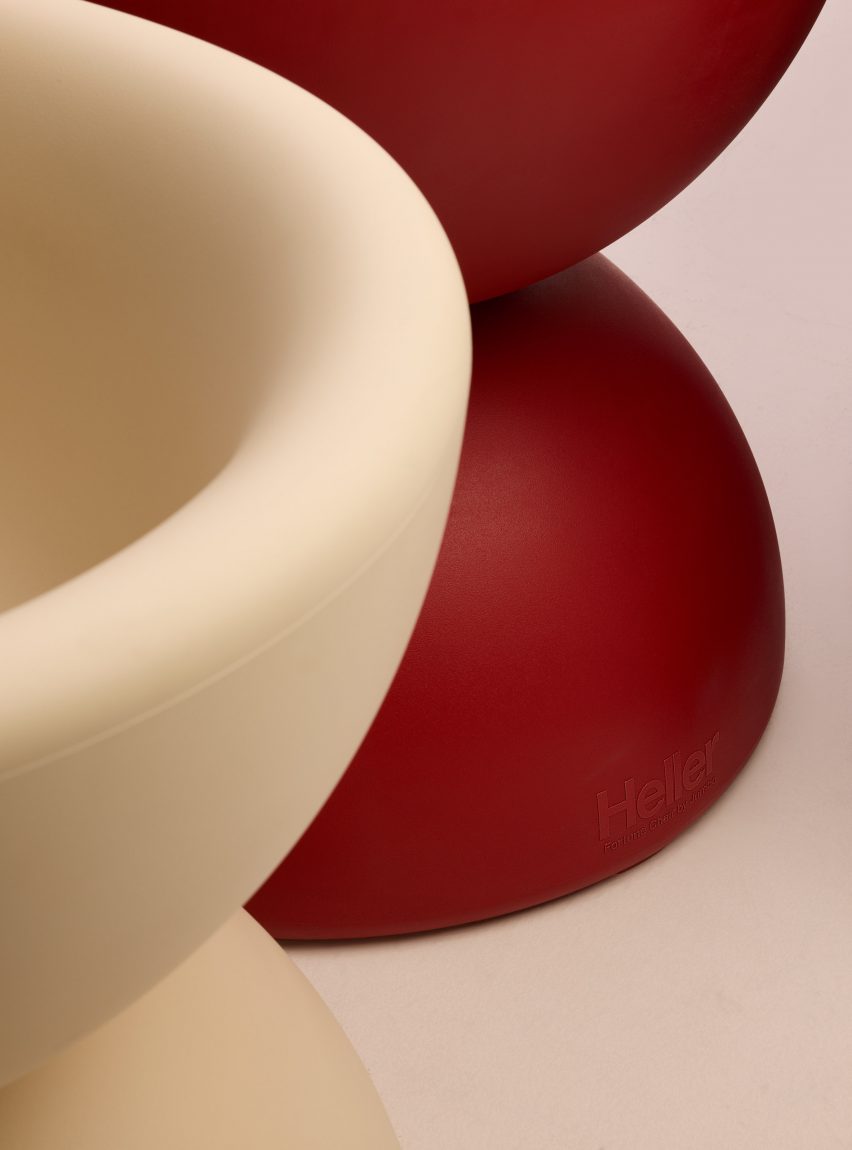 White and red chairs next to one another
