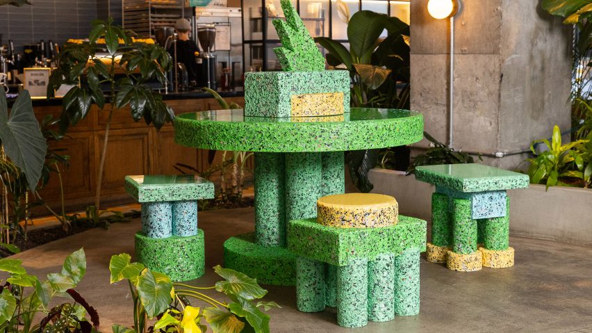 Casetify installations made out of recycled plastic phone cases