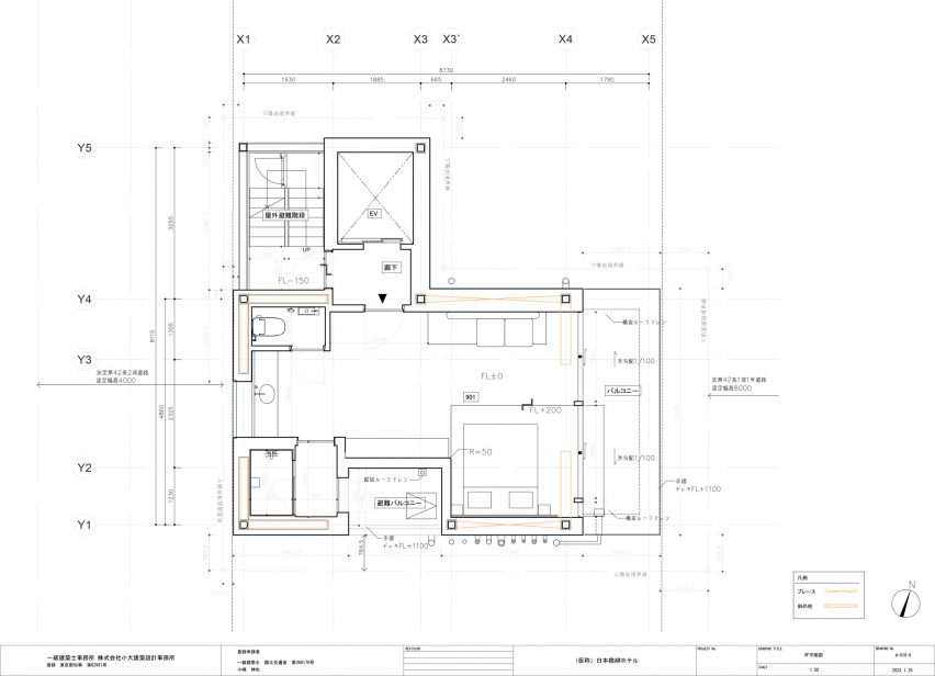 Plan for Hotel Rakuragu by Kooo Architects