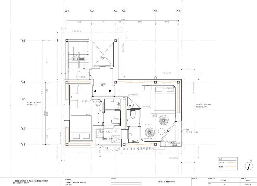 Plan for Hotel Rakuragu by Kooo Architects