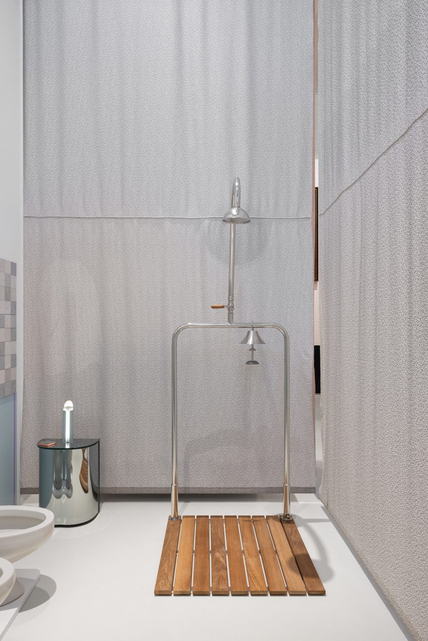 Bathroom in The Imperfect Home by Inga Sempé at Triennale Milano