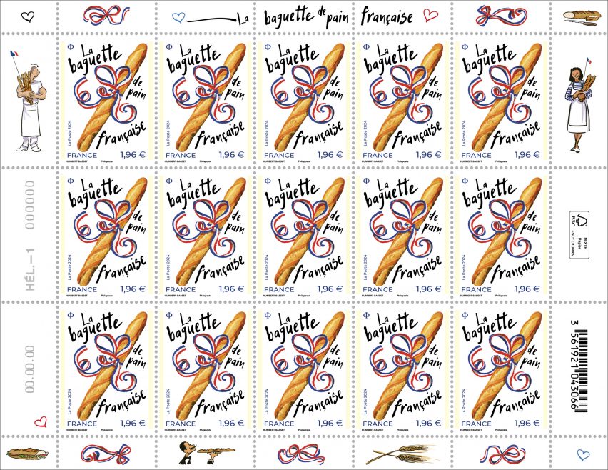Stamps with illustrated baguette