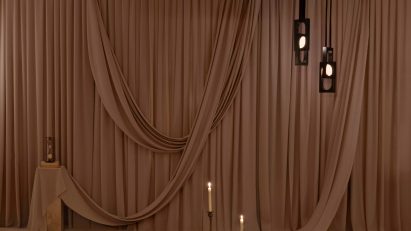 Room with curtains and lighting