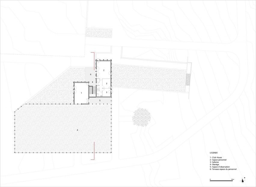 First floor plan of Les Écuries de la Roche stables by F+G Architectes