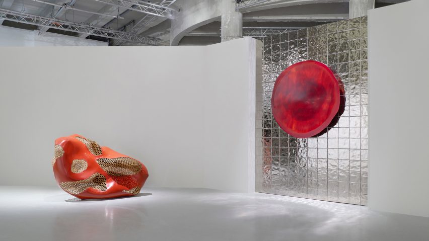 Two exhibits interact