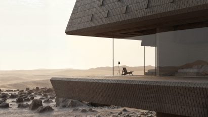 Brutalist-style virtual home created on Lumion