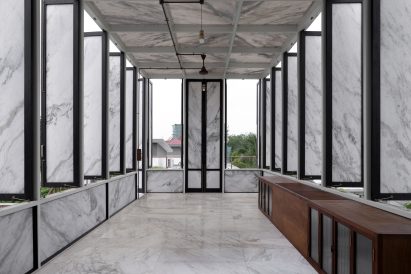 Marble pavilion at Mayalogili house by Nowhere in Hyderabad