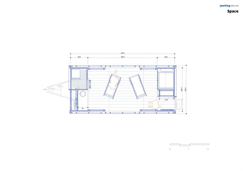 Floor plan of Mobile Moca dwelling by Institute for Advanced Architecture of Catalonia