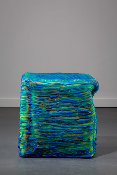 Infrathin blue and green cube by Nick Missel