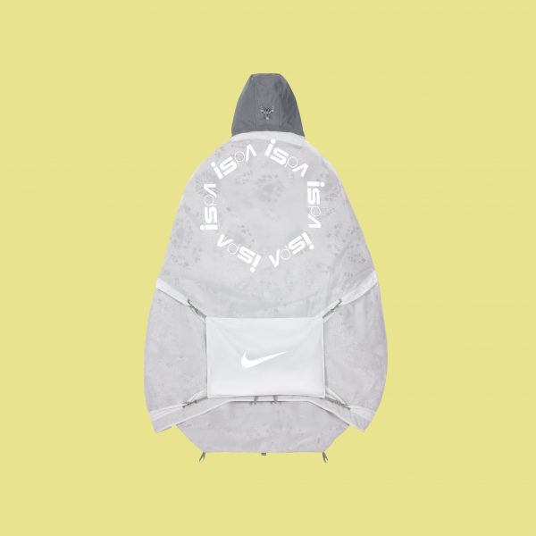 Swoosh-branded pocket containing collapsible poles