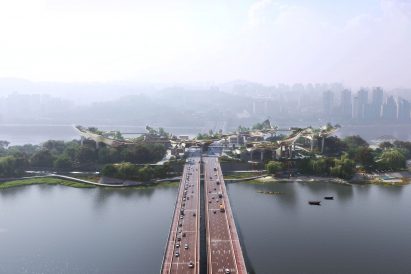 Rendered view of Soundscape park proposal in Seoul