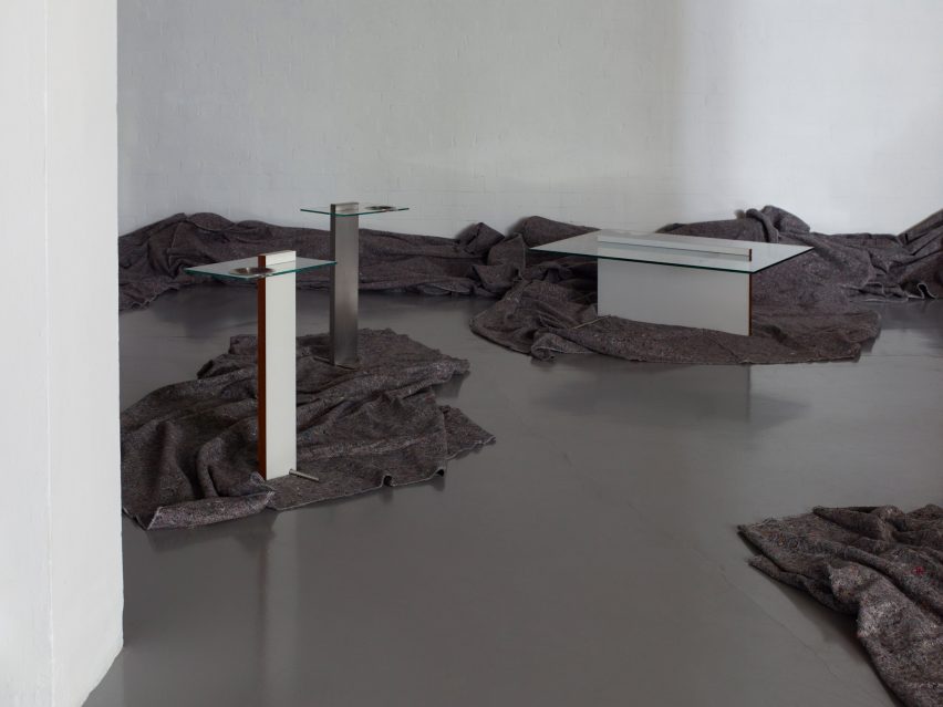 Stainless-steel tables by Amelia Stevens