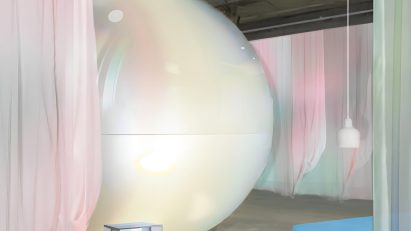 A render of a bubble and USM furniture
