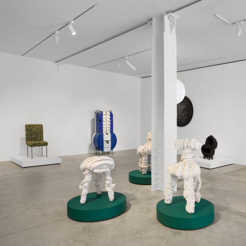 Chairs and furniture in a gallery