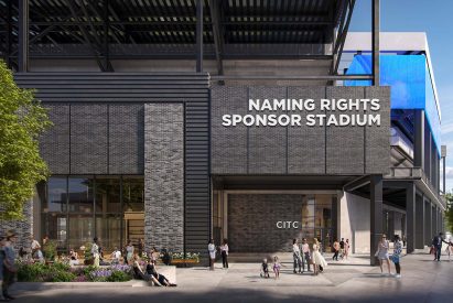 Brick-clad stadium design by HOK
