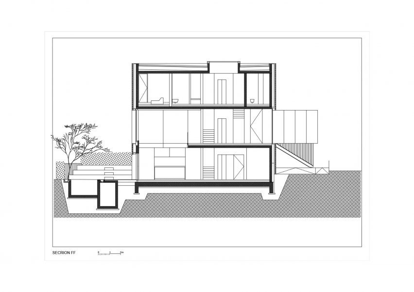 Section of Villa Eternal Way by OFIS Architekti