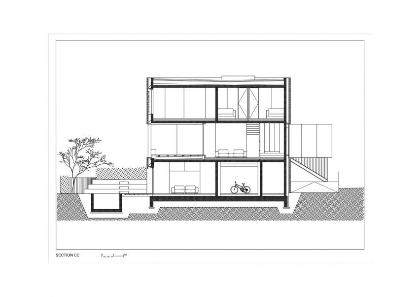 Section of Villa Eternal Way by OFIS Architekti