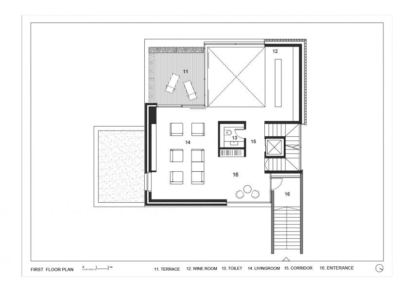 First floor plan of Villa Eternal Way by OFIS Architekti